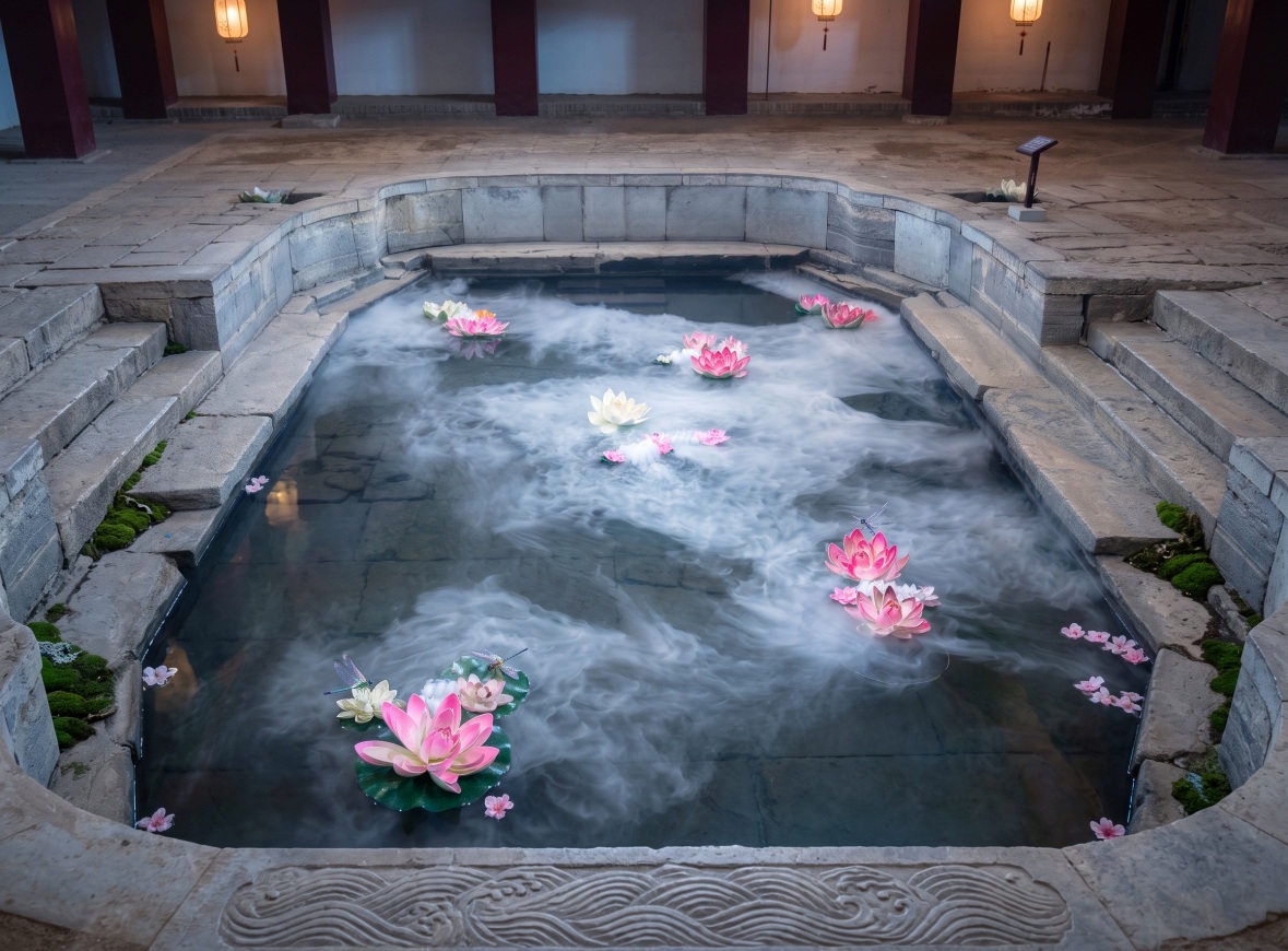 indoor stone pool lotus flowers 티벳여행 전문 현지여행사