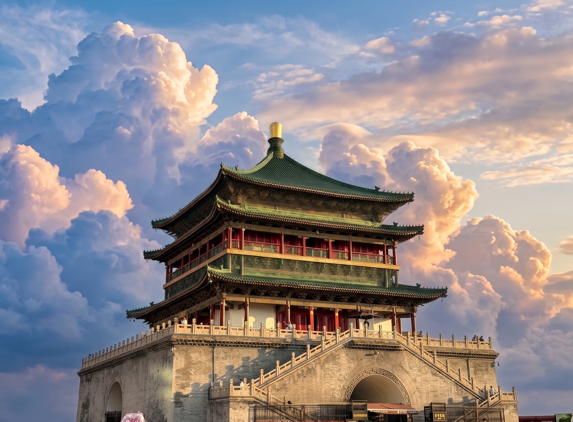 xian historical building clouds sky 티벳여행 전문 현지여행사